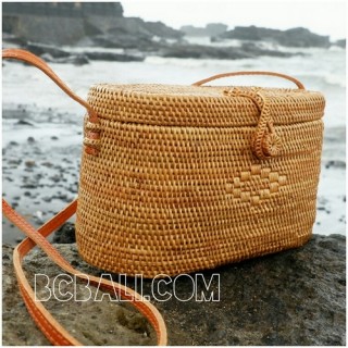 ladies handbag oval ata grass rattan handwoven made in bali